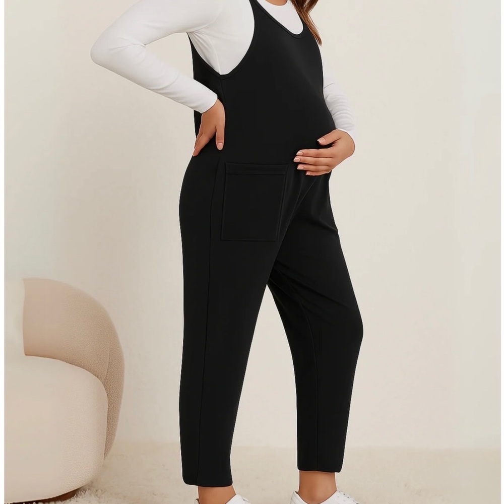 Elegant Black Maternity Jumpsuit